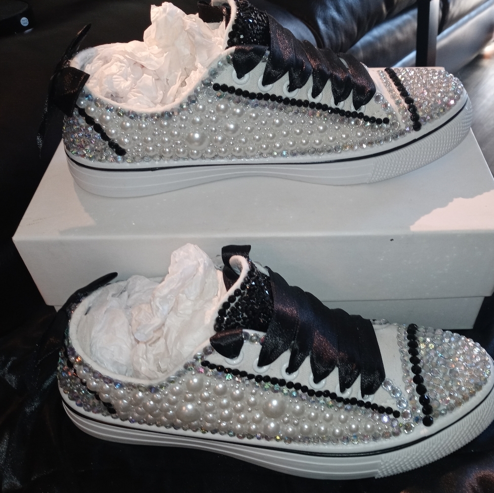 Custom-made rhinestone shoes!